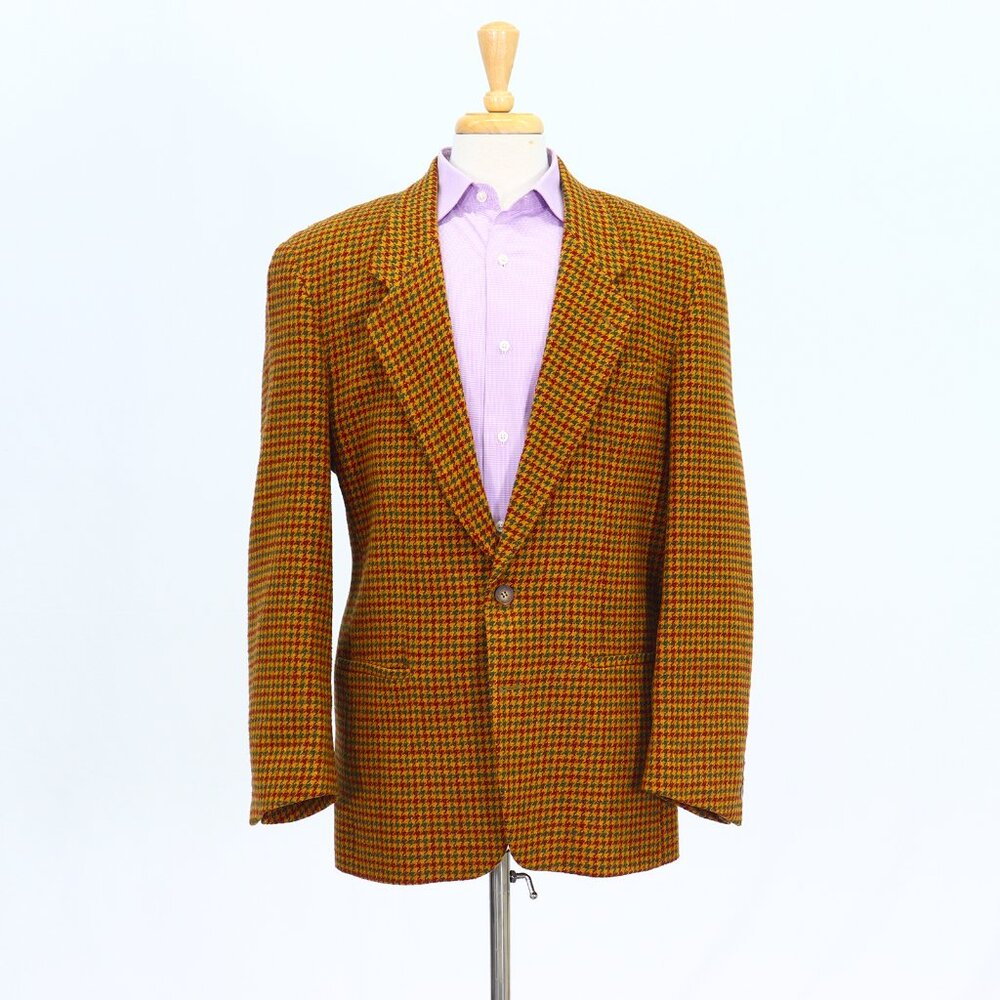 Vintage Structure 44R Brown Blazer Sport Coat Jacket 2-Button Houndstooth T364